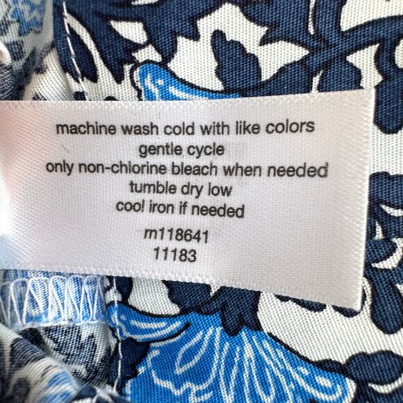 Lane Bryant Womens V Neck Elastic Waist Dress Size 24 Cotton Floral Summer Blue - Picture 6 of 7